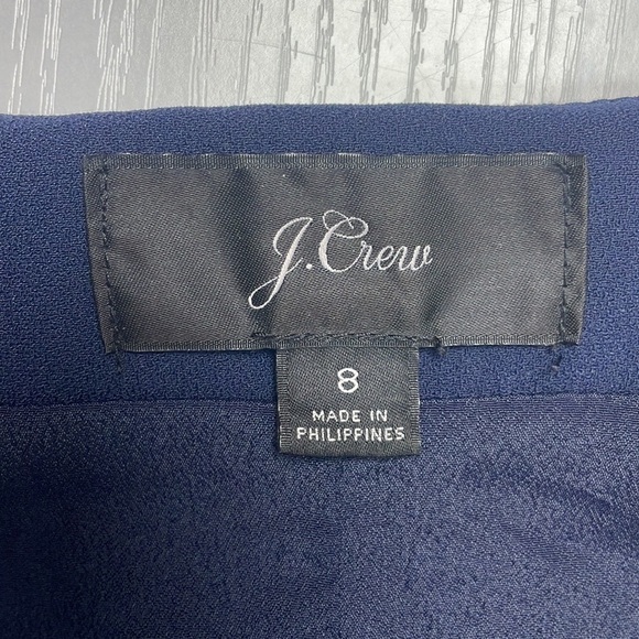 J. Crew Blue Sheath Dress with V-Neck and Bishop Sleeves - Picture 7 of 8